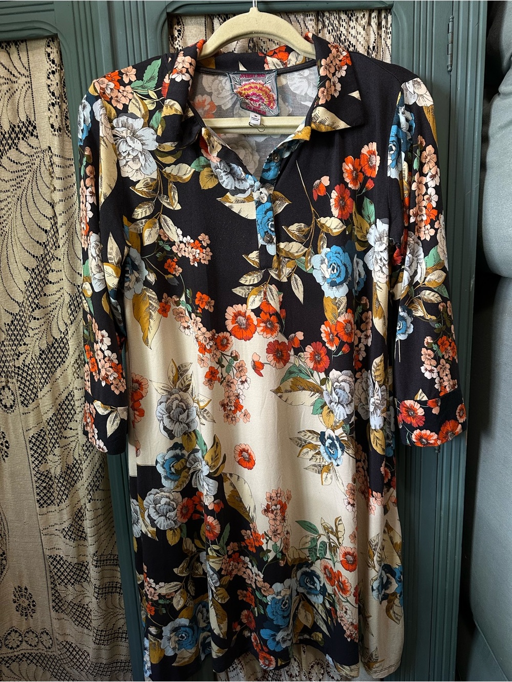 Johnny Was Floral Emma Rose Polo Tunic Dress Size Medium